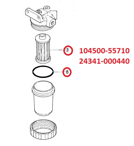 Fuel Filter Element with O Ring Yanmar 3GM Replaces 104500-55710 97504 